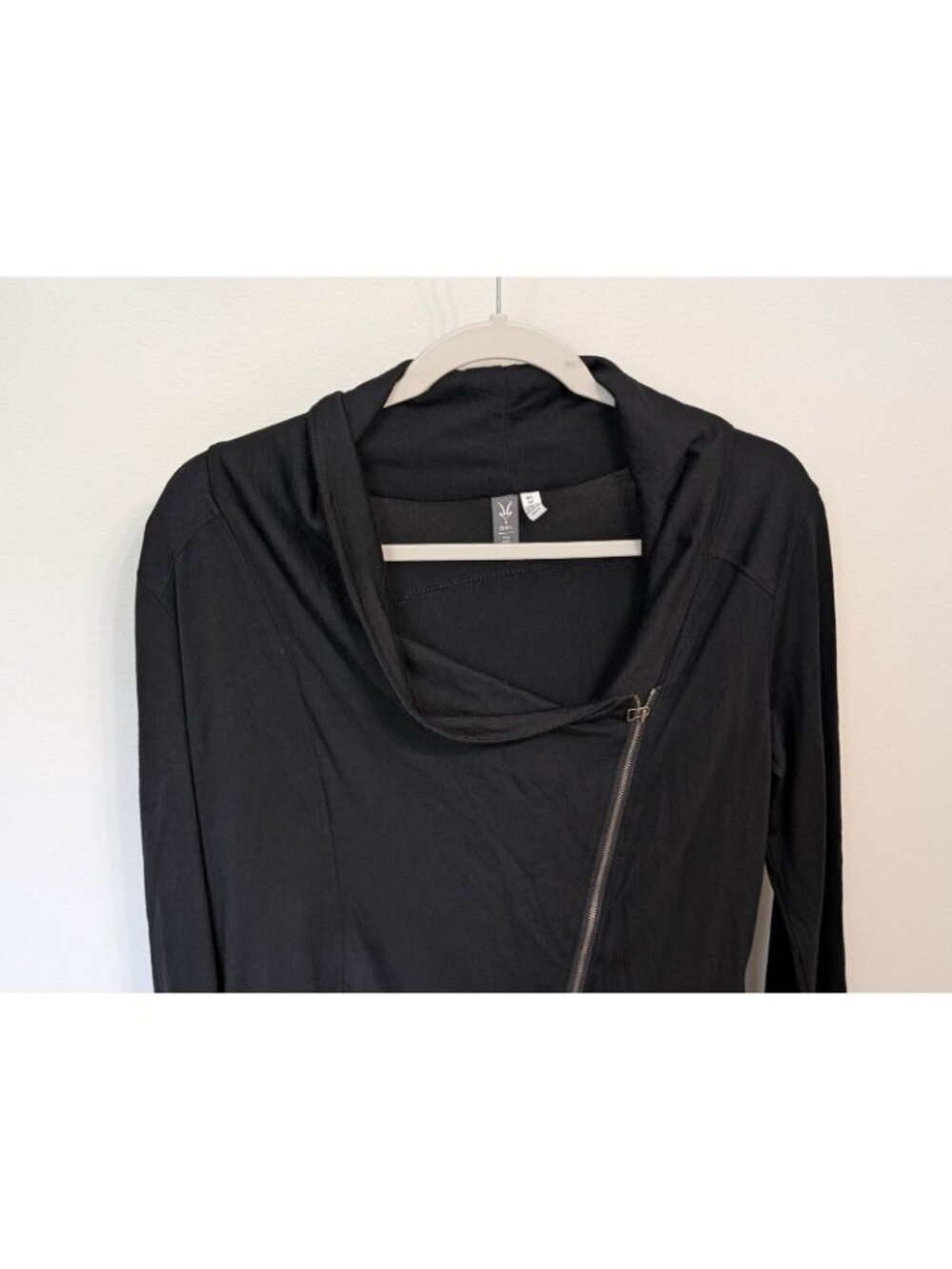 Ibex Freya Full-Zip Merino Wool Black Cardigan Women's M Cowl Neck Pockets - Picture 2 of 10